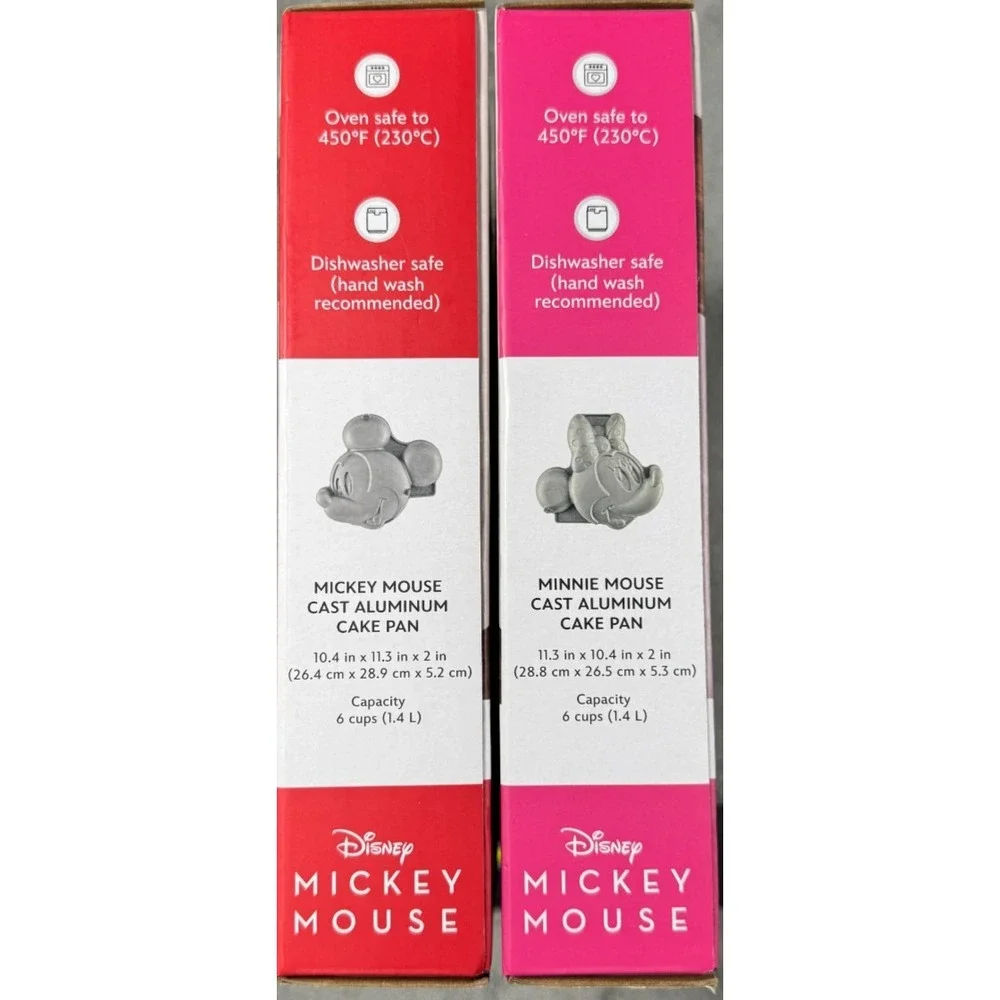 Disney Farberware Mickey & Minnie Mouse 3D Cake Pan Set Cast Aluminum NIB
